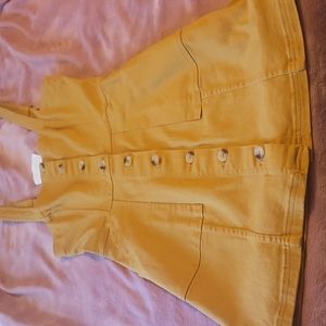 H&M Divided Mustard Yellow Denim Jumper Dress Size 6